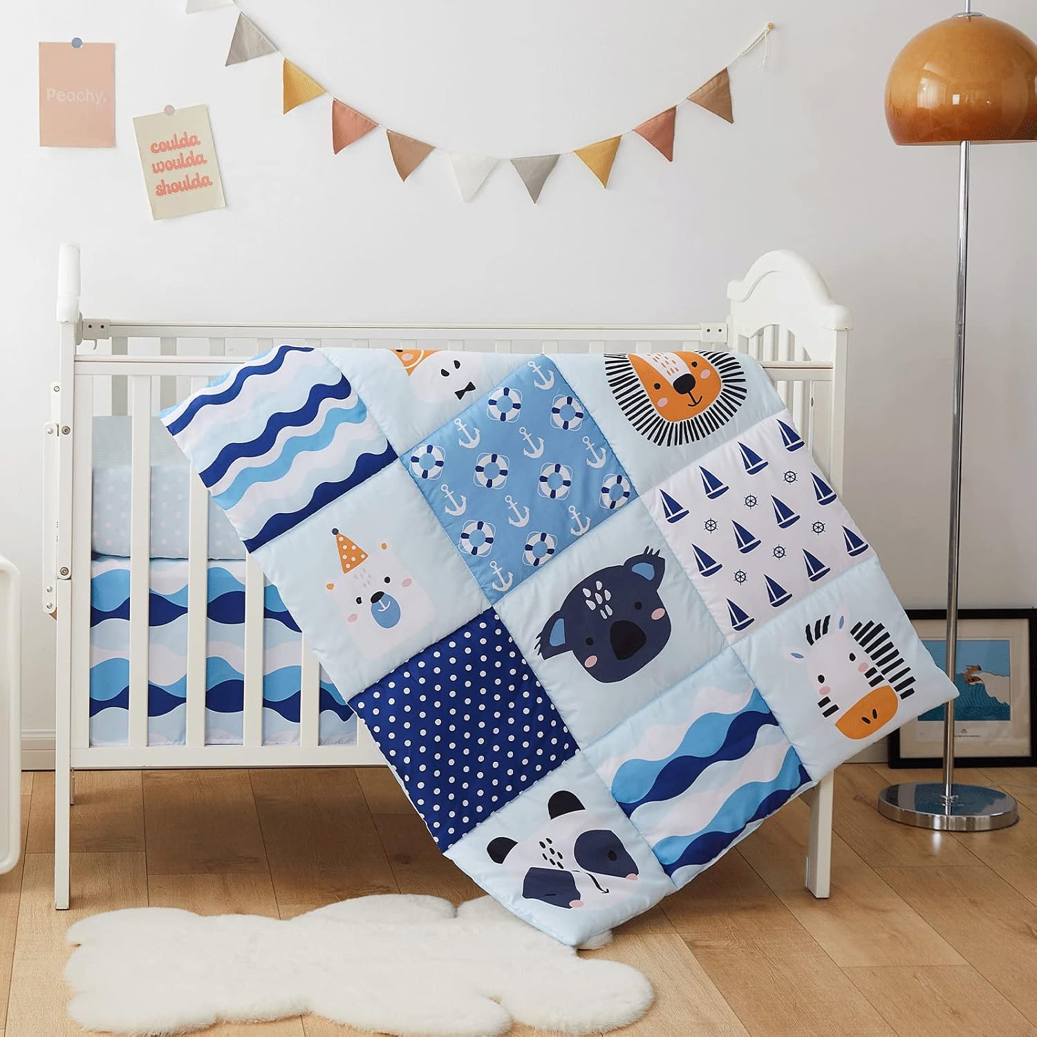 Thumbnail 5 de beeweed animal-themed baby & toddler blanket quilt (84x107cm) – panda, giraffe, koala, zebra