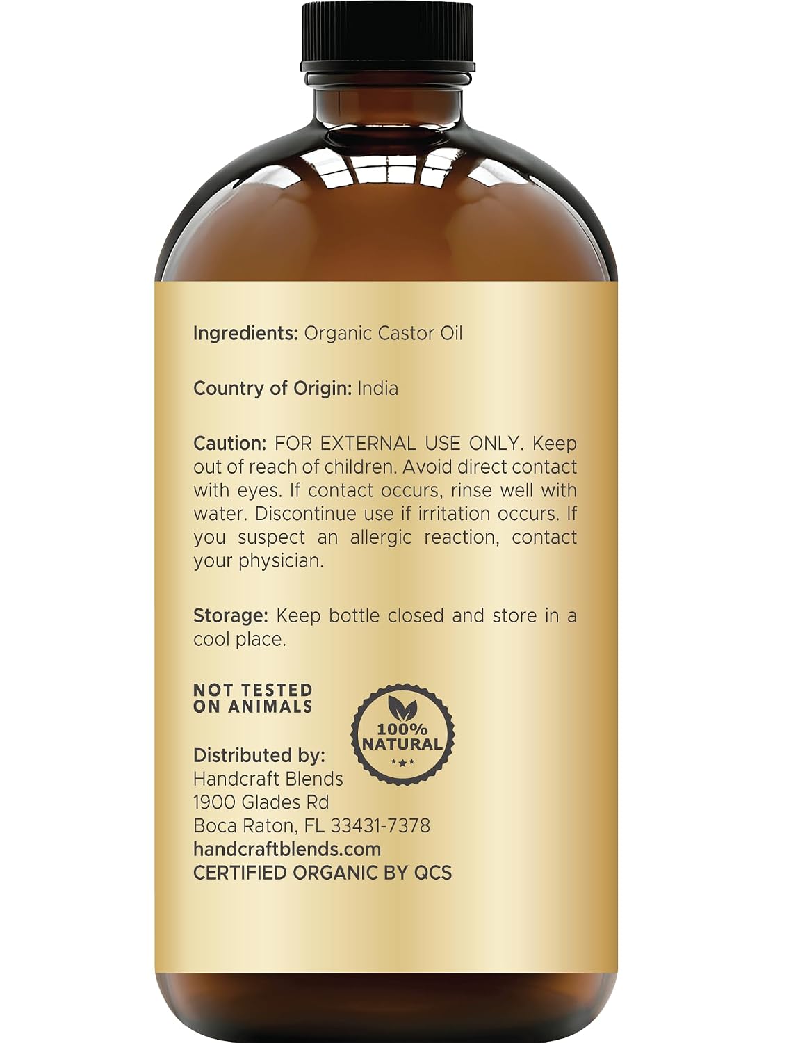 Detalle de Handcraft Blends Cold-Pressed Castor Oil, 16 Fl Oz ⚙