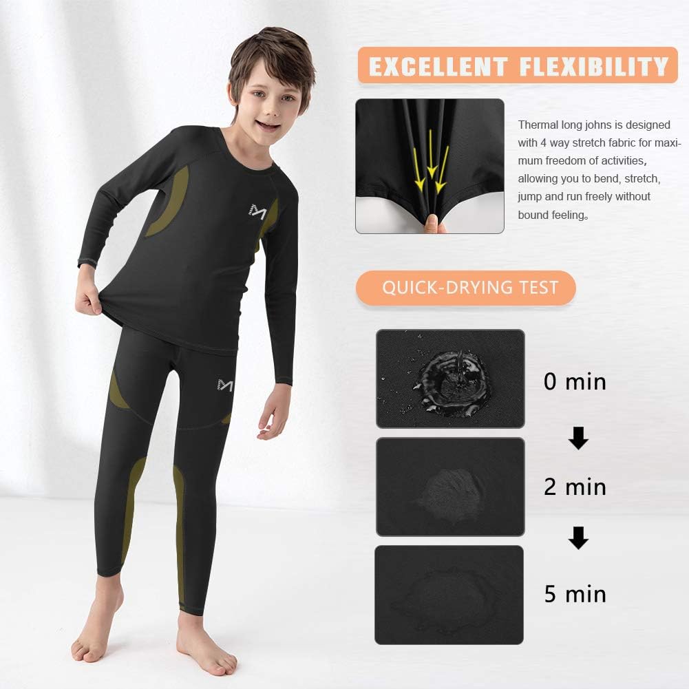 Detalle 2 de MEETYOO Boys’ Thermal Underwear Set, Fleece-Lined Four-Way Stretch Base Layer