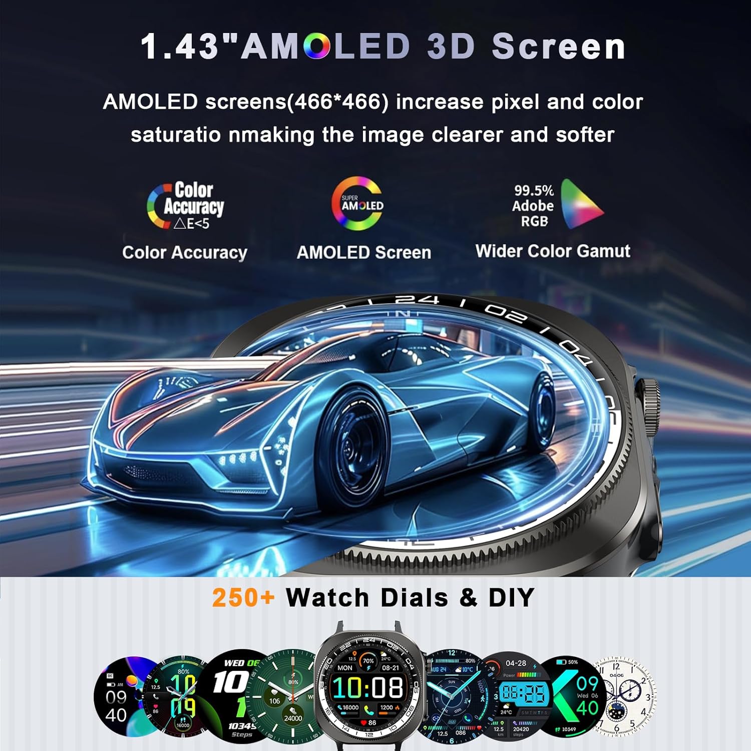 Thumbnail 3 de Military Smart Watch for Men (Answer/Make Calls) with 1.43" AMOLED, 130+ Sports Modes and 660mAh Battery