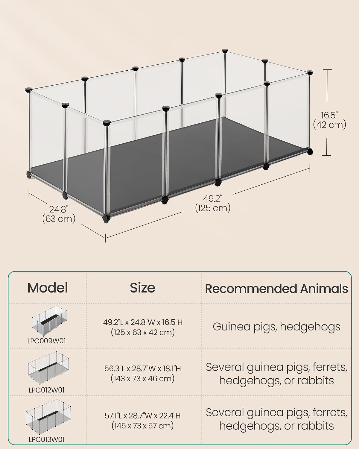 Thumbnail 6 de SONGMICS DAMION Collection LPC009W01 Small Animal Playpen with Removable Oxford Mat