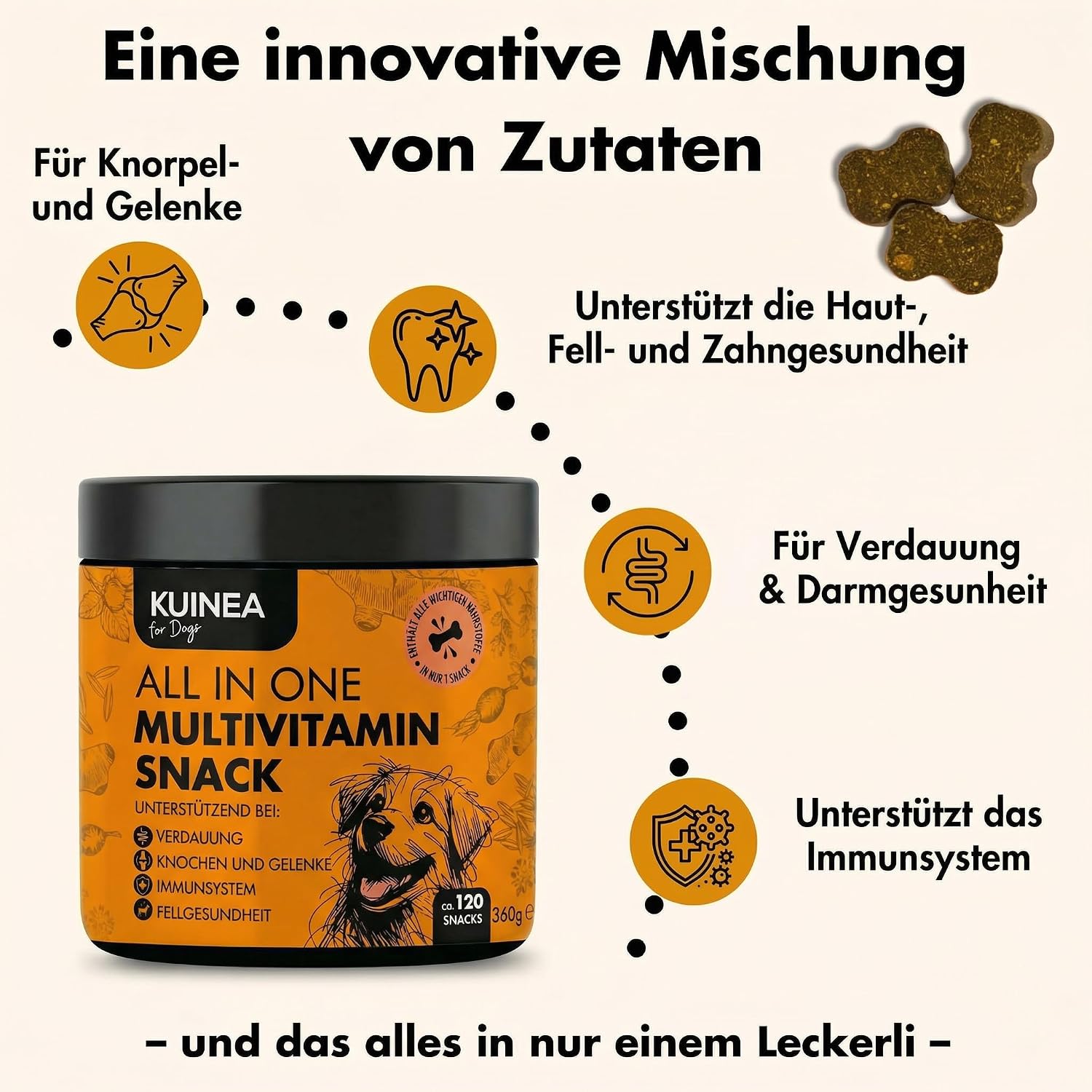 Detalle 2 de KUINEA Multivitamin Snack für Hunde 360 g