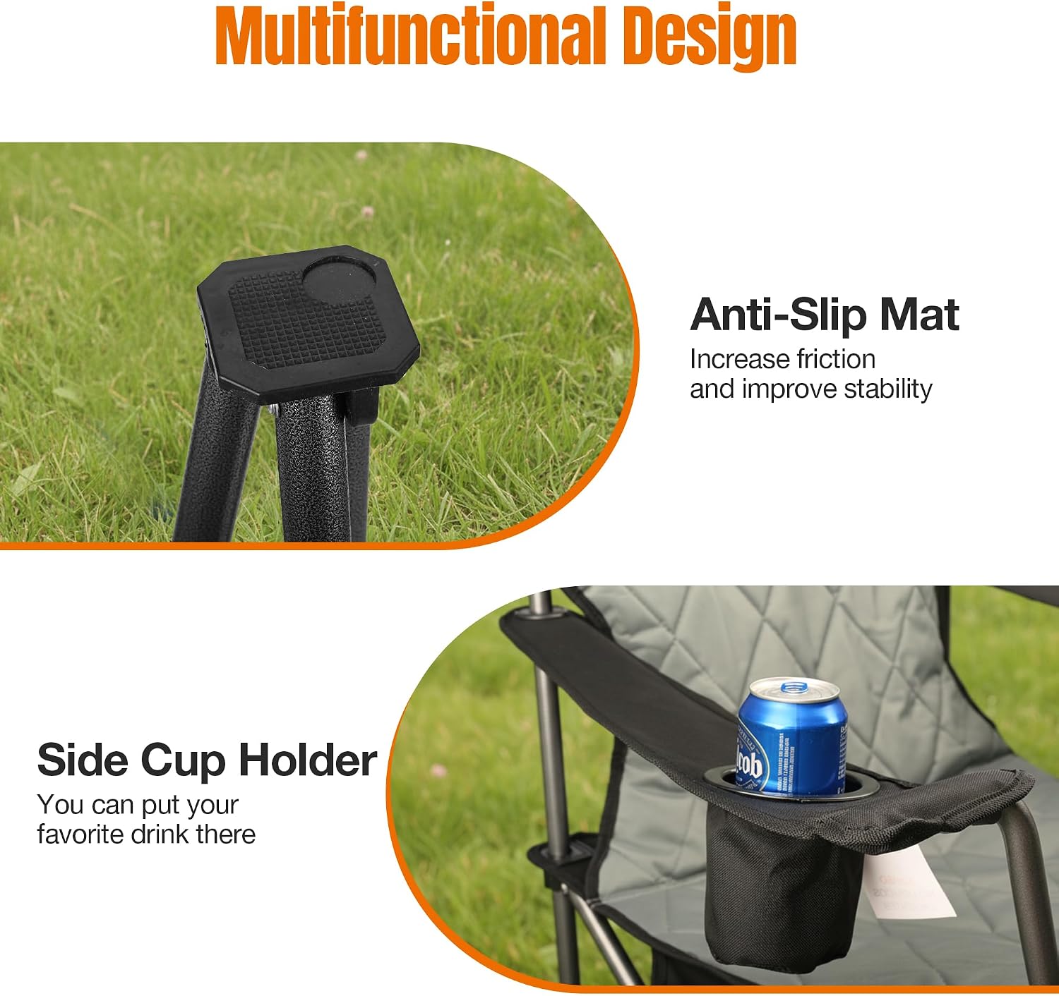 Detalle de FUNYAKIT FYK-006-2PCS-CA Camping Chairs, Padded with Cooler Pouch