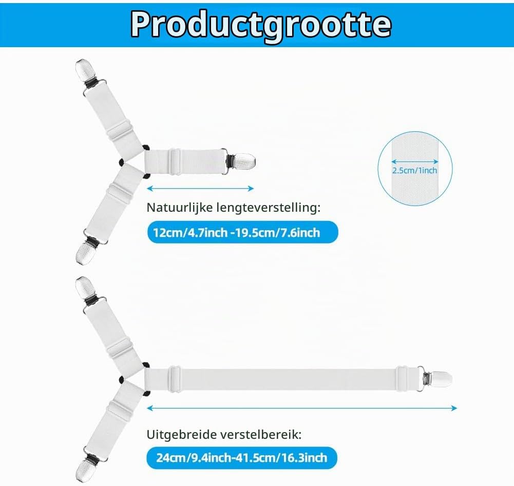 Thumbnail 2 de AUAUY M1-3532426 lakenclips, verstelbaar en elastisch met 3-weg driehoeksvorm