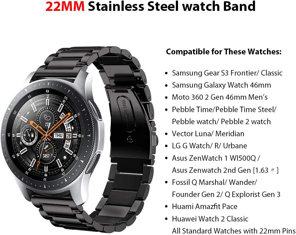 Thumbnail 6 de SUNDAREE 22mm Stainless Steel Strap for Galaxy Watch
