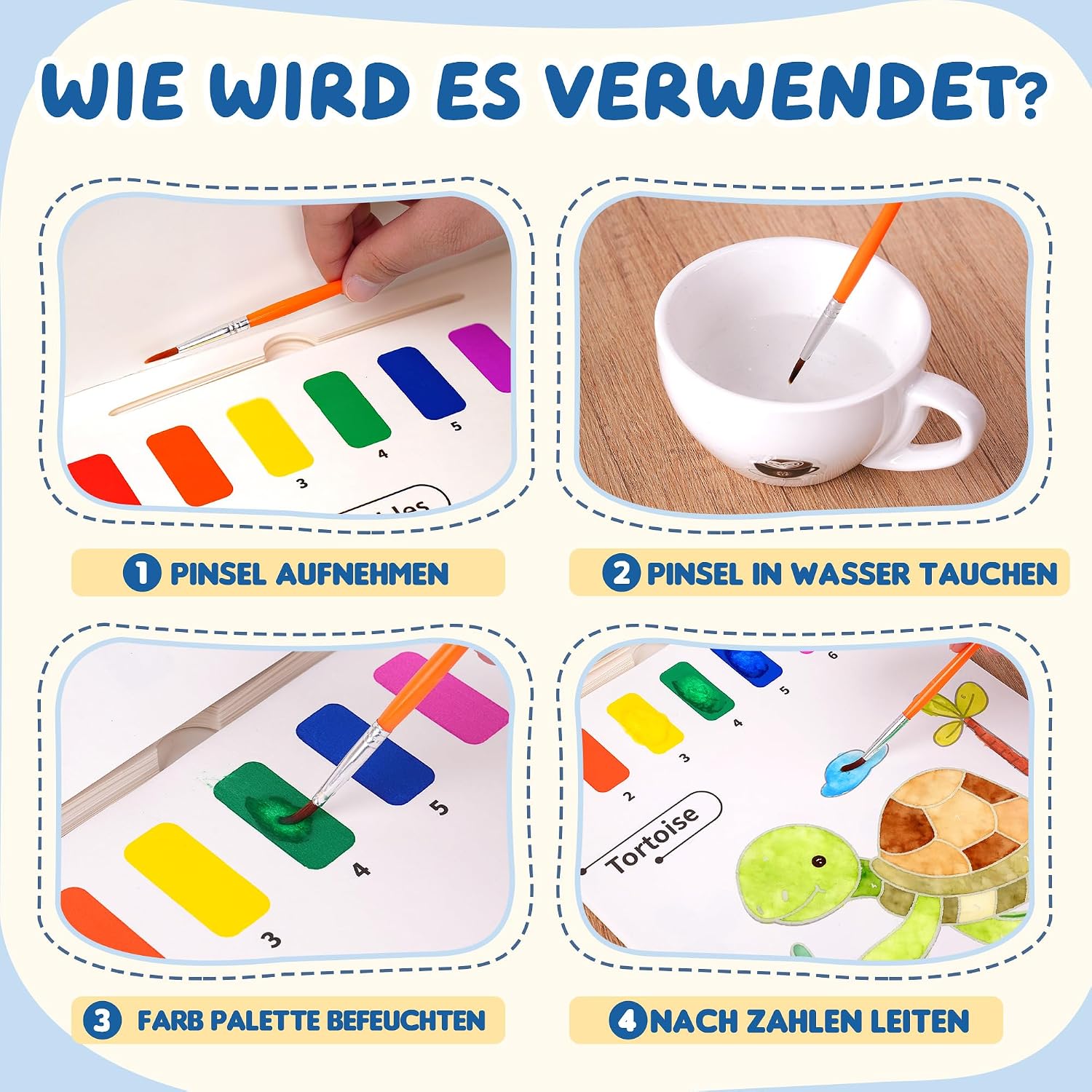 Detalle de YPLUS Malbuch mit Wasserfarben für Kinder