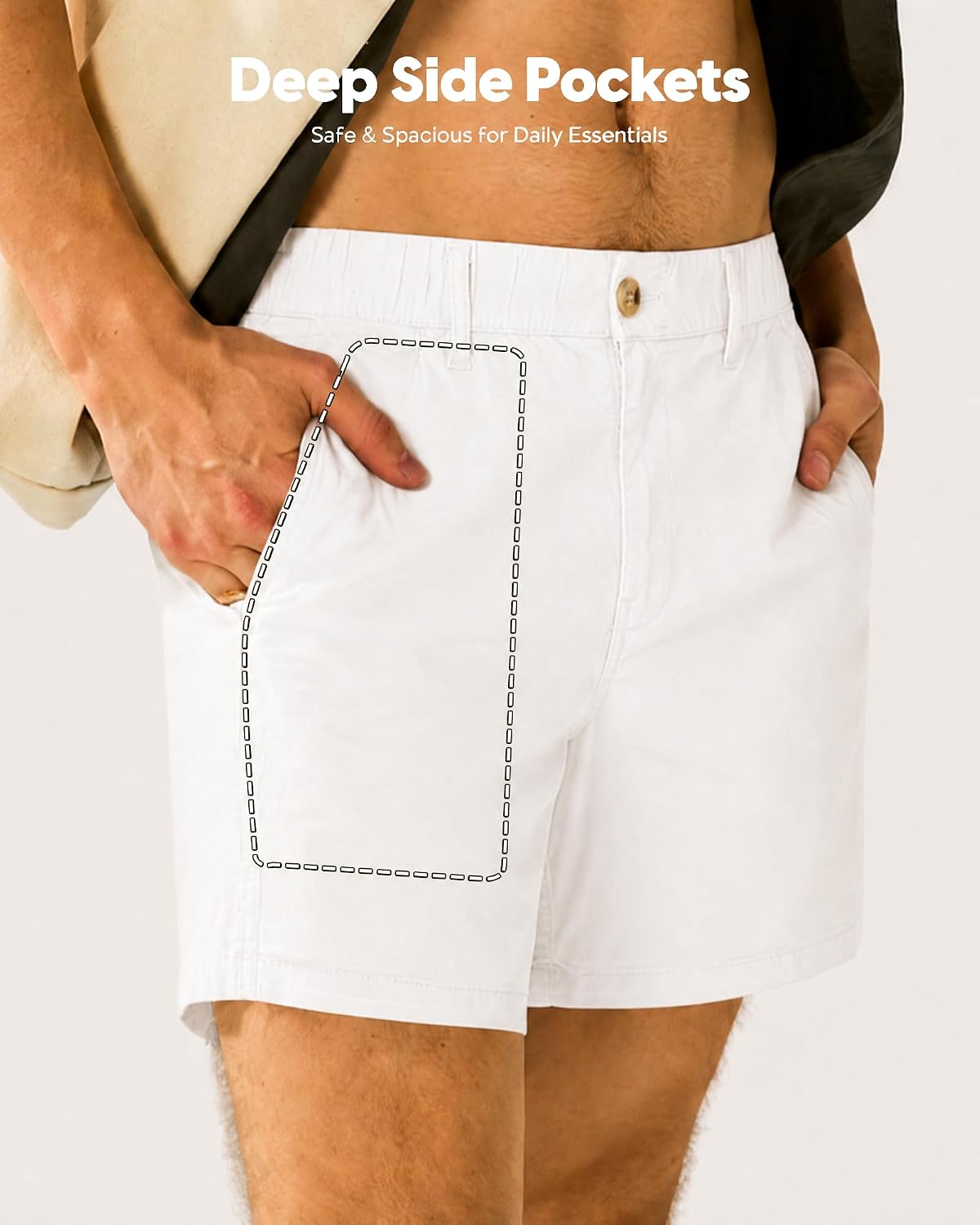 Detalle de Maamgic Men's Classic-fit 5.5" Cotton Casual Shorts with Elastic Waistband