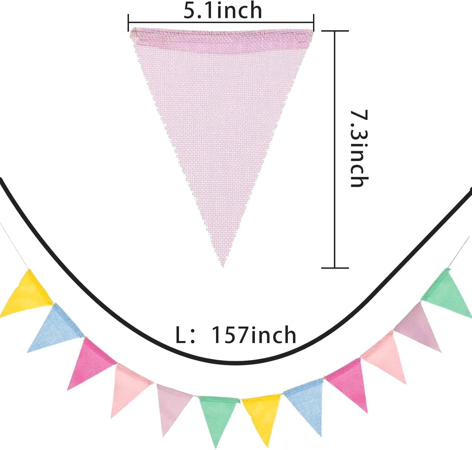 Detalle de SZXMDKH 60 Flags 68 Feet Bunting Banner – Multicolour Outdoor Linen Burlap Celebration Decoration