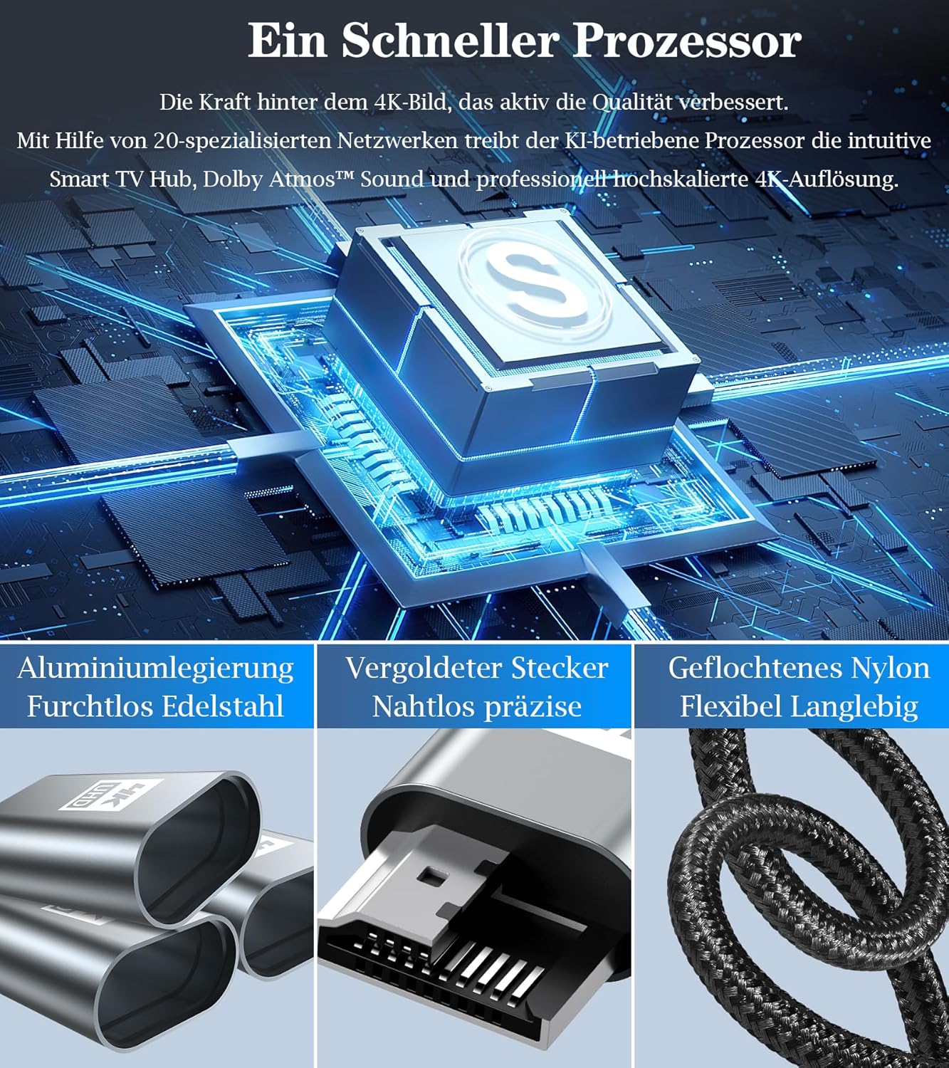 Thumbnail 2 de sweguard USB-C auf HDMI Kabel 4 m (4K@60 Hz) – Thunderbolt/USB-C kompatibler Adapter für Display-Übertragung