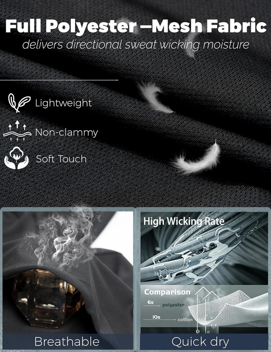 Detalle 2 de KEFITEVD men’s tracksuit bottoms open hem quick-dry mesh joggers with zip pockets