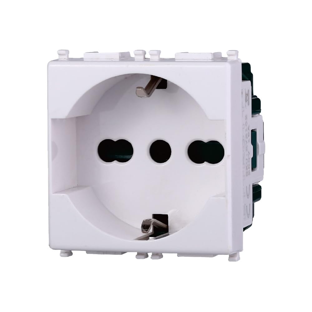 Thumbnail 1 de Elektronova Presa Schuko 2P+T 10/16A 250V Bianco - Compatibile Vimar Plana Kit 4 Pezzi