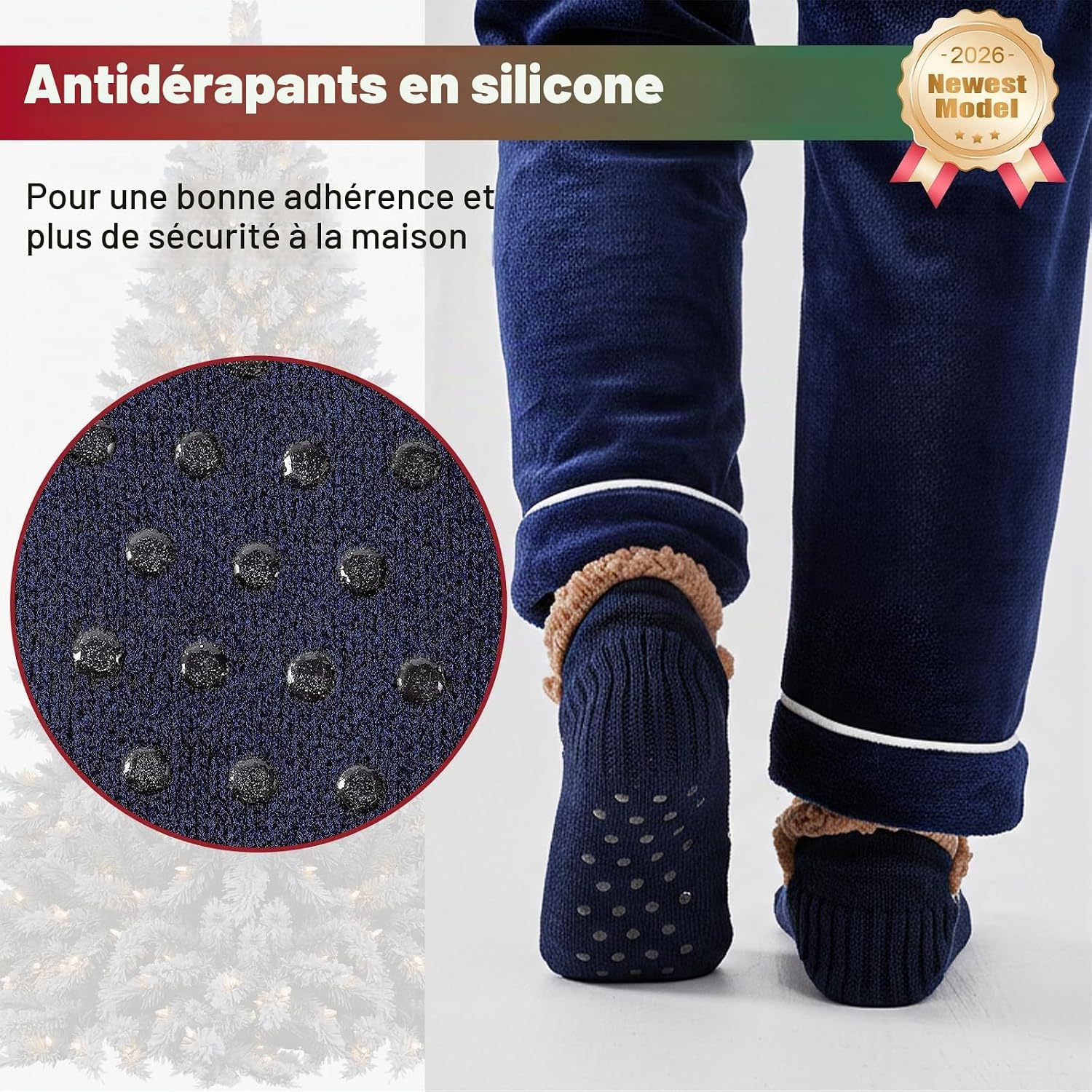 Detalle de Niorasen pantoffelsokken voor heren, maat 39-46, warm en antislip