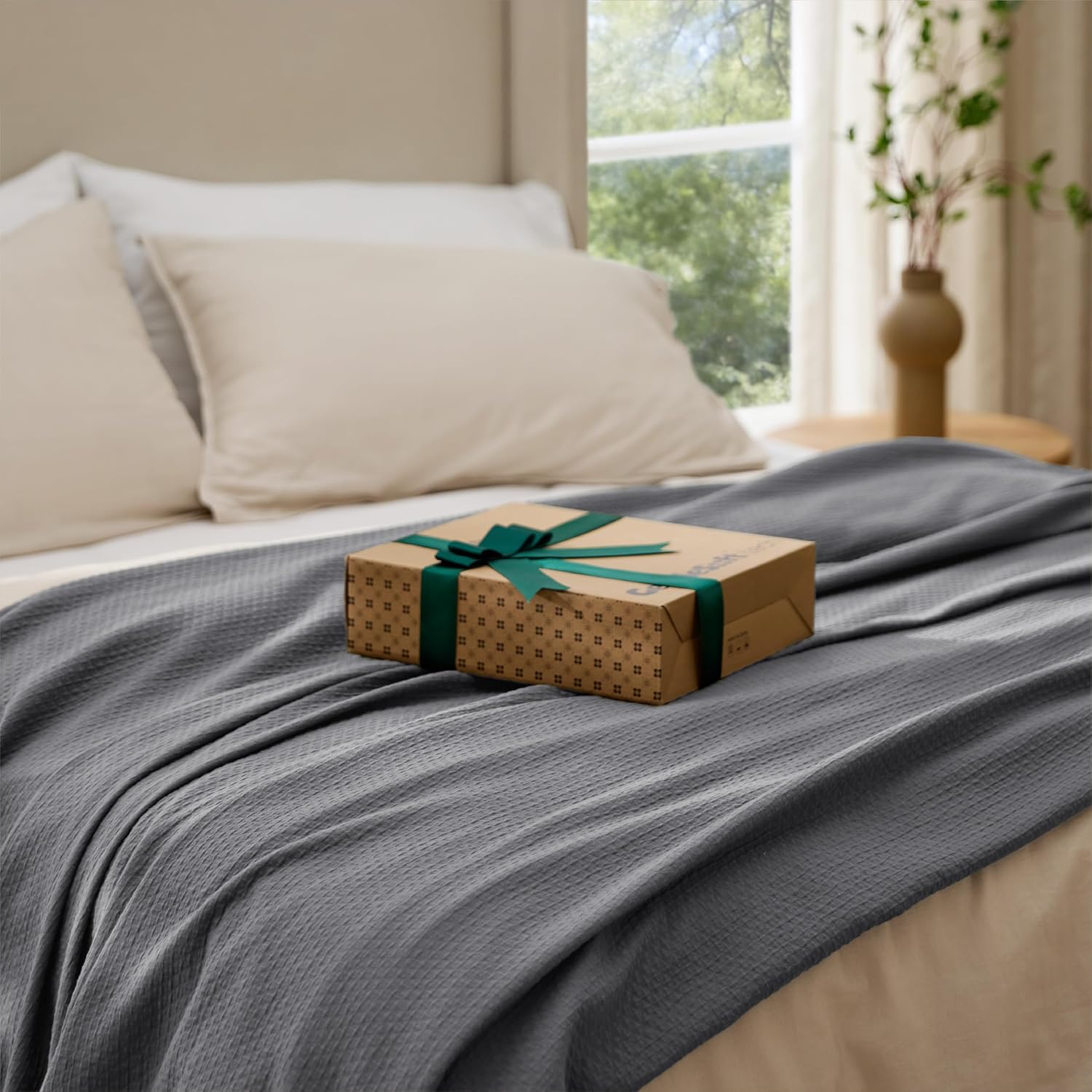 Thumbnail 6 de BEDSURE Tagesdecke aus 100% Baumwolle mit Rautenmuster – Haustierfreundliche Kuscheldecke 180x240 cm (Grau)