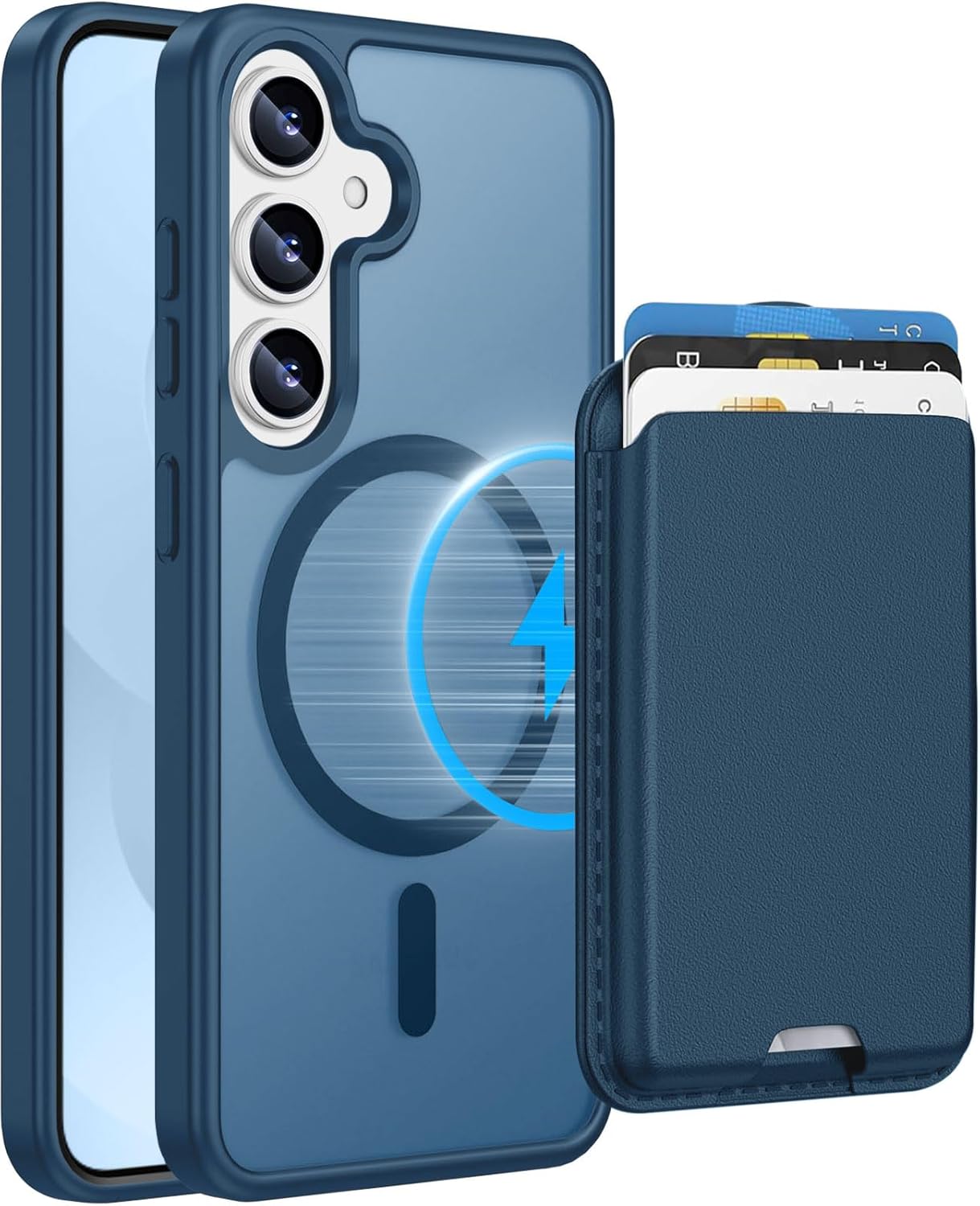 Detalle de Ntwinro Magnetic Case for Galaxy S25 Plus / S24 Plus with Detachable Card Holder, Slim Shockproof Wallet Case (Deep Blue)
