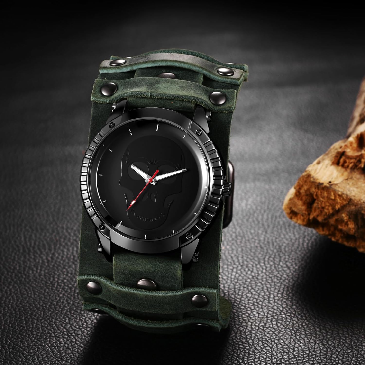 Thumbnail 4 de OIDEA Herren-Armbanduhr im Steampunk-Look mit Echlederarmband und Quarzwerk