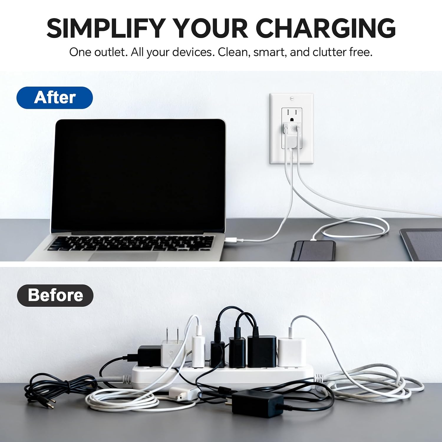 Thumbnail 4 de ThunderWay 6Y520C-2151-W-1PK USB Wall Outlet, 21W USB-C/USB-A, 10-Pack