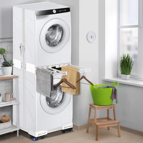 Thumbnail 7 de NIUXX Kit apilar lavadora y secadora universal ajustable (56–69 cm) con marco intermedio y 6 tubos