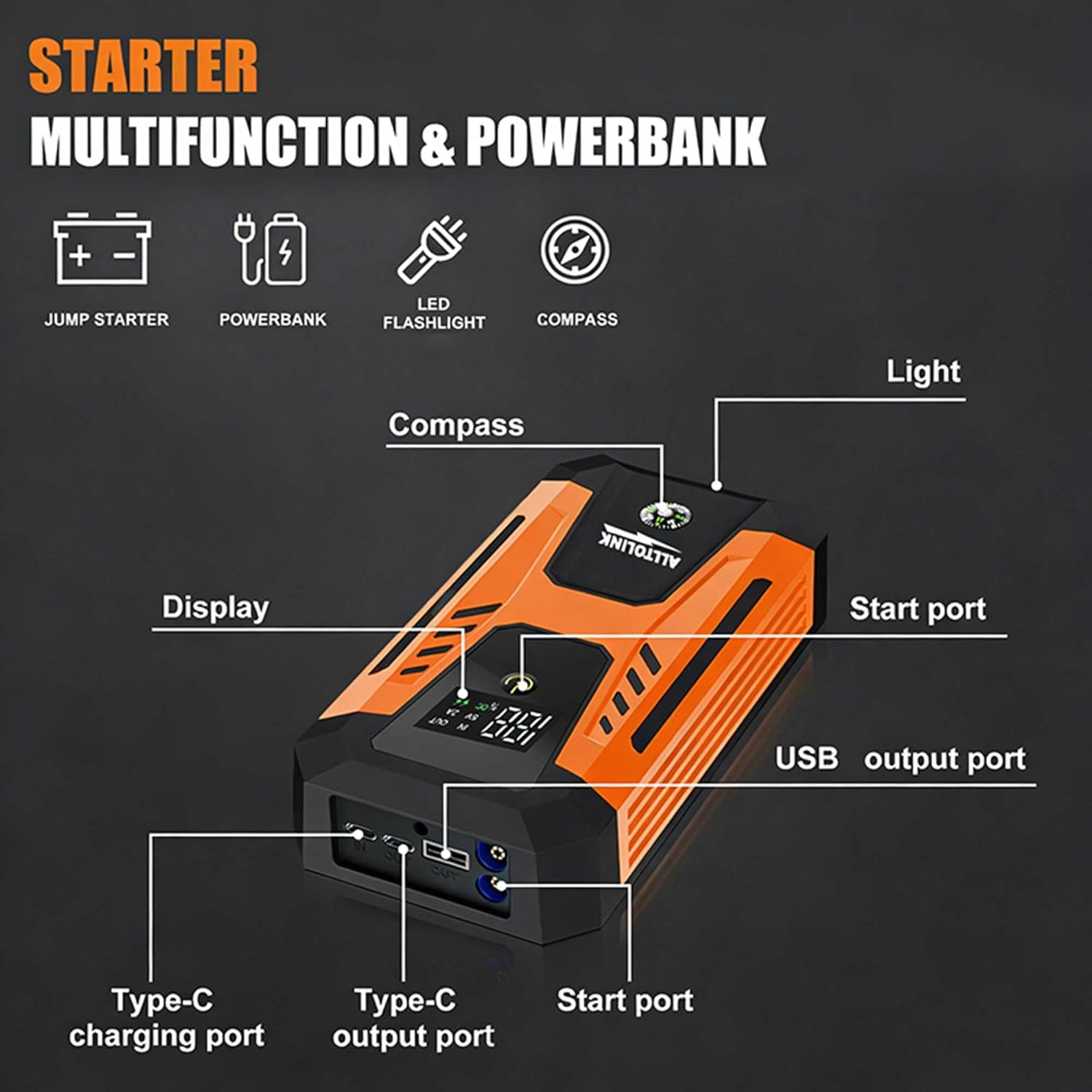 Thumbnail 5 de Alltolink Jump Starter Power Pack (3000A) for 12V cars and motorcycles