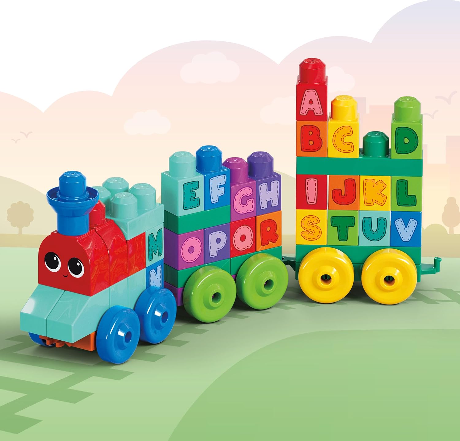 Detalle de MEGA BLOKS DXH35 アルファベット列車ブロックセット 60ピース・A〜Z対応