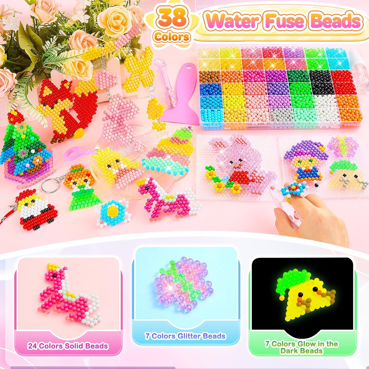 Detalle 2 de Besdiyart Wasserperlen Glitzer – Kreatives Nachfüllset für Kinderspaß ab 6 Jahren