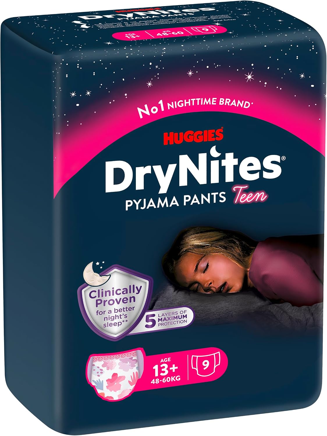 Detalle 2 de Huggies DryNites Nachtwindeln bei Bettnässen – Mädchen ab 13 bis ca. 17 Jahre, 27 Stück (3x9)