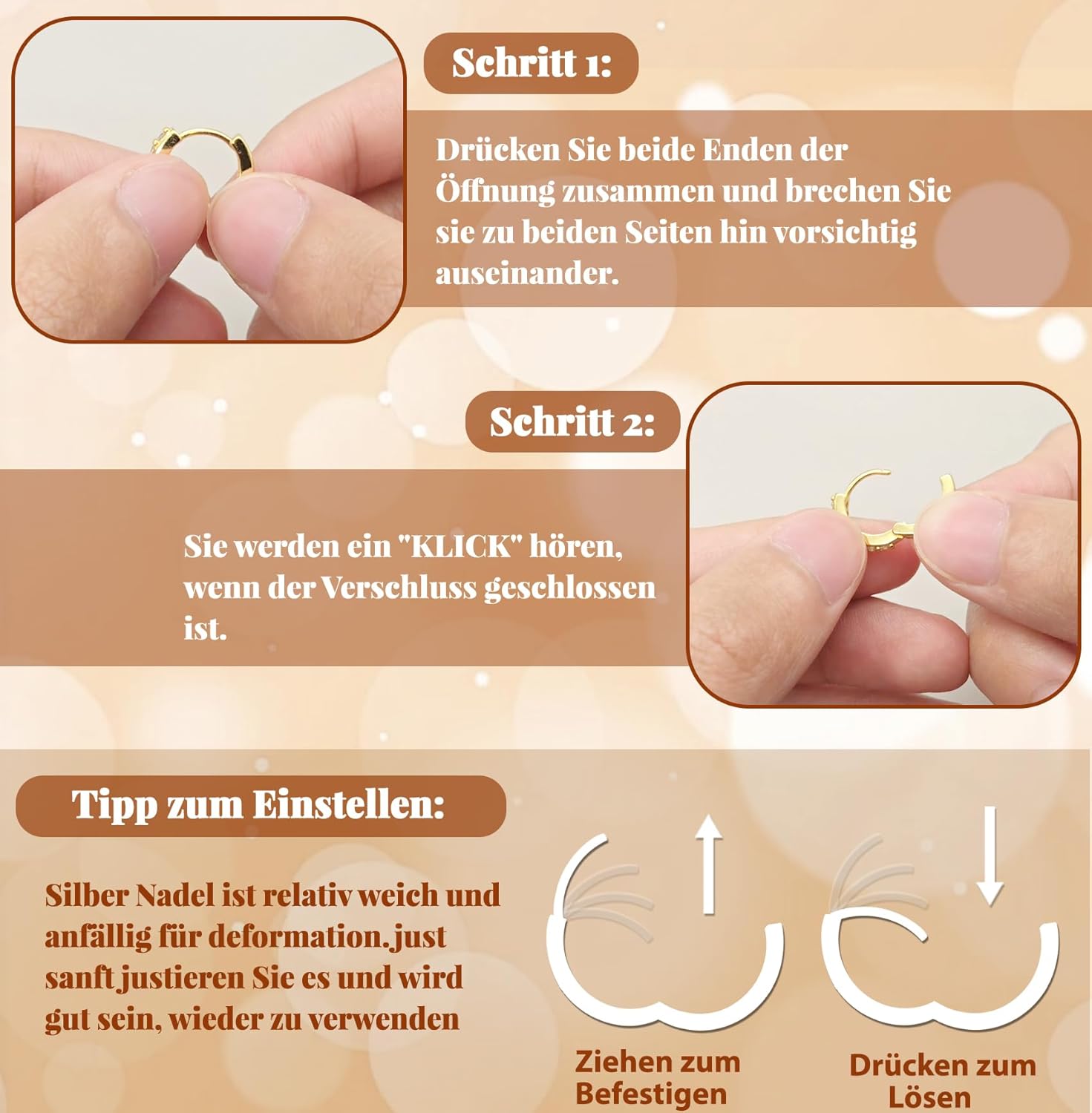 Thumbnail 5 de jagosen 3 Paar Creolen Silber 925 Gold 10 mm