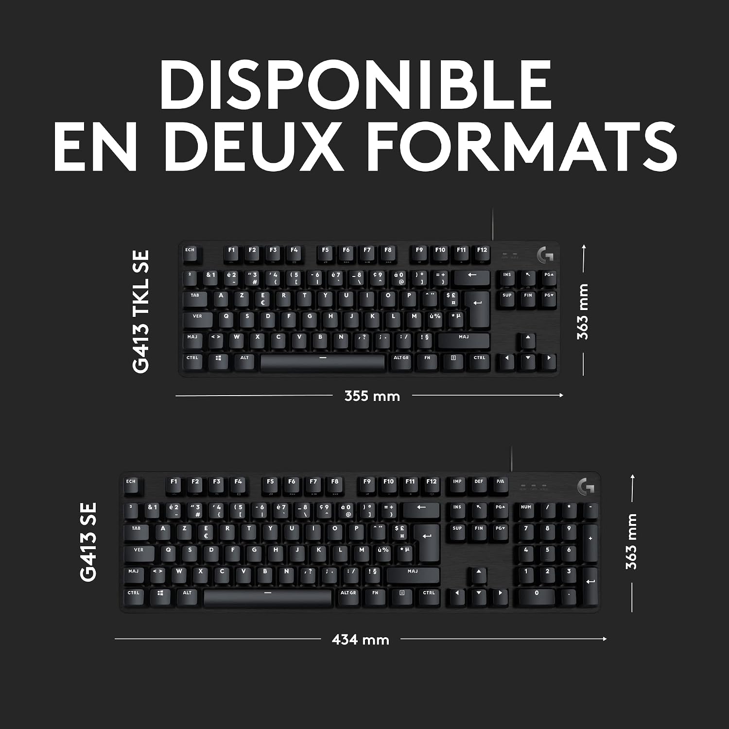 Thumbnail 6 de Logitech G G413 TKL SE Clavier Gaming Mécanique – TKL, Switches Tactiles, RGB blanc, AZERTY Français, Noir