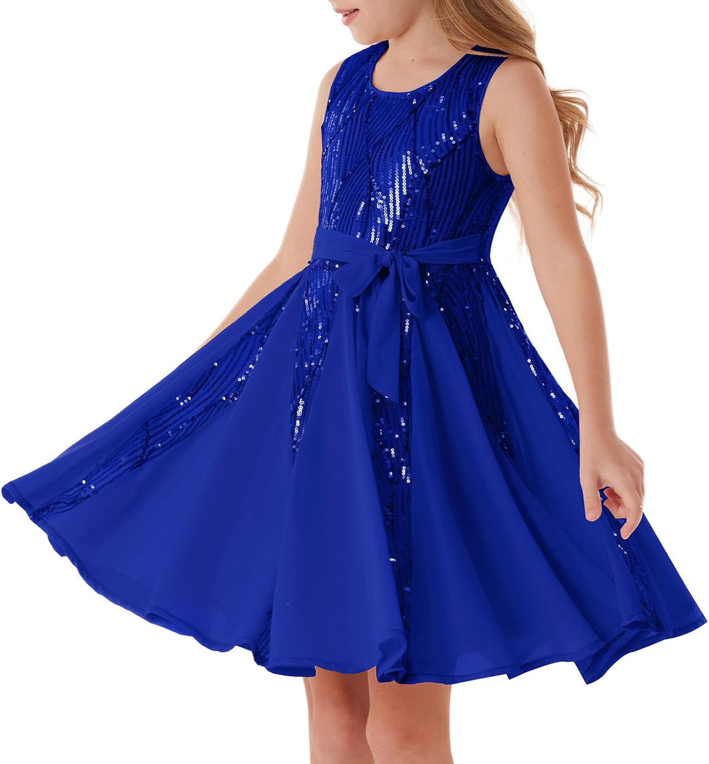 Thumbnail 6 de GRACE KARIN Abito dorato per ragazze con paillettes: stile festivo in tessuto elastico e chiffon