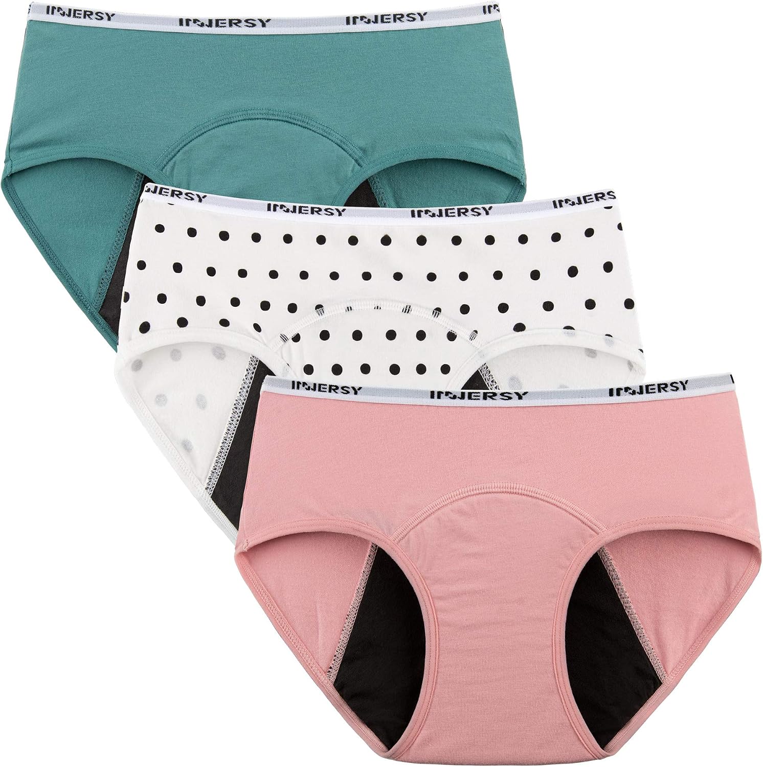 Detalle de INNERSY Menstruationsunterwäsche für Mädchen (3er Pack) aus Baumwolle – Periodenslips für Schule & Sport