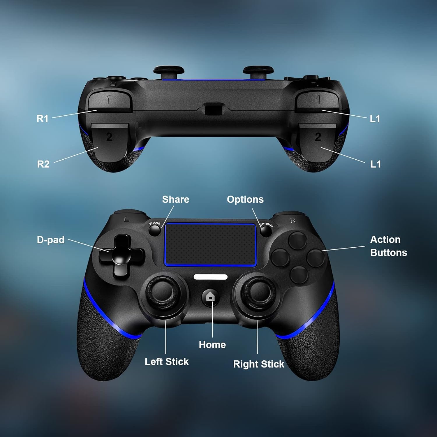 Detalle de SZDILONG Upgraded Wireless Controller for PS4 (PS4/Pro/Slim) and Windows PC