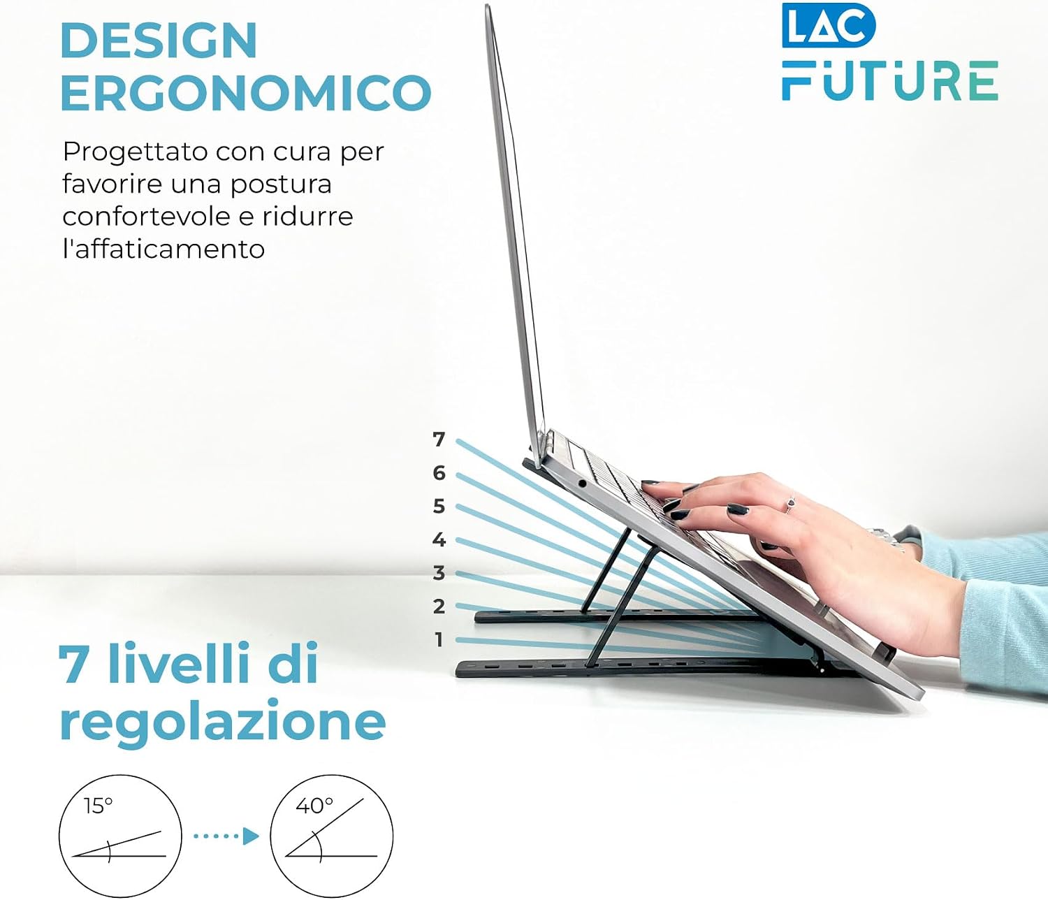Detalle de LAC FUTURE Supporto PC Portatile 7 livelli
