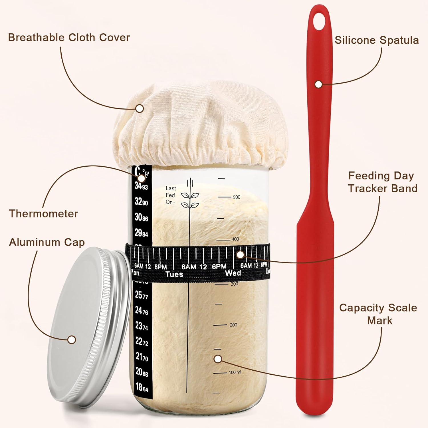 Detalle de Clheatky Sourdough Starter Set 650ml kit