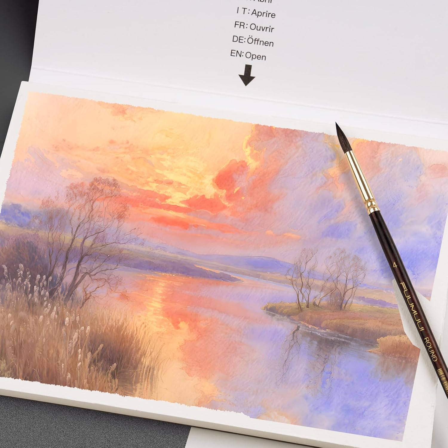 Detalle 2 de Fuumuui 100% cotton watercolour paper block (Upgraded Version) – 22 A4 cold pressed sheets, 140lb/300gsm