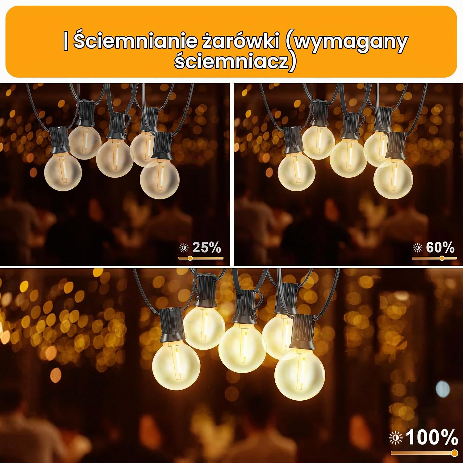 Detalle 1 de Torkase GLS-20J2P – zewnętrzny łańcuch LED 33,5 m, ciepła biel, IP54