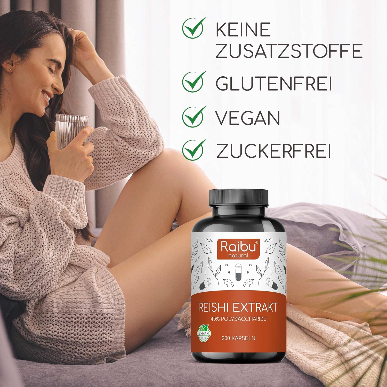 Detalle 2 de Raibu Reishi Kapseln Hochdosiert 650 mg