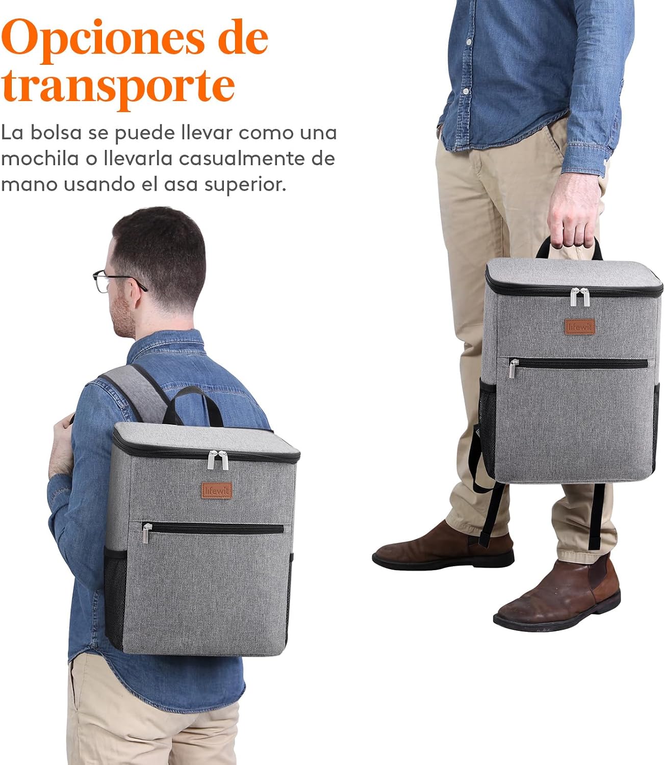 Thumbnail 6 de Lifewit Mochila Nevera 24L (hasta 30 latas) gris: térmica portátil para playa, picnic y trabajo