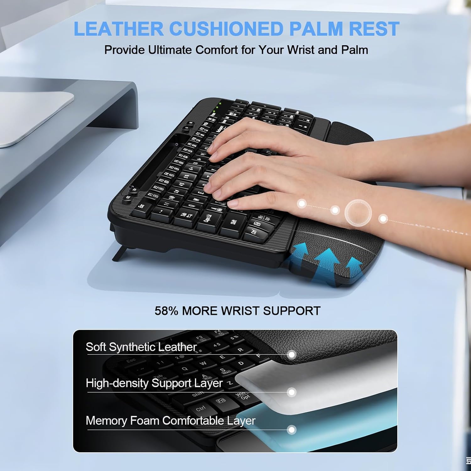 Detalle 2 de Ergonomic Wireless Keyboard 2.4GHz Wave Keys