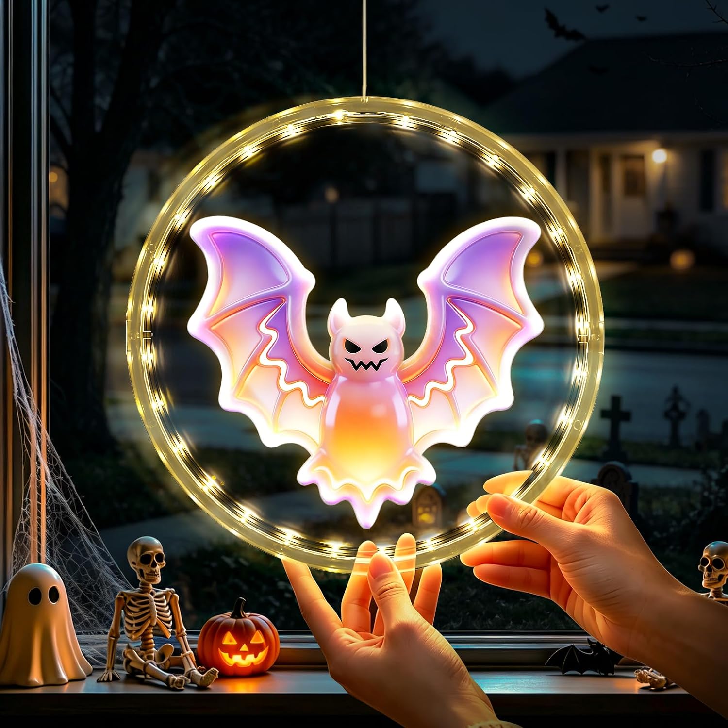 Detalle de YTKIH 26HD Rechargeable Halloween Window Lights, 3-Pack with Timer