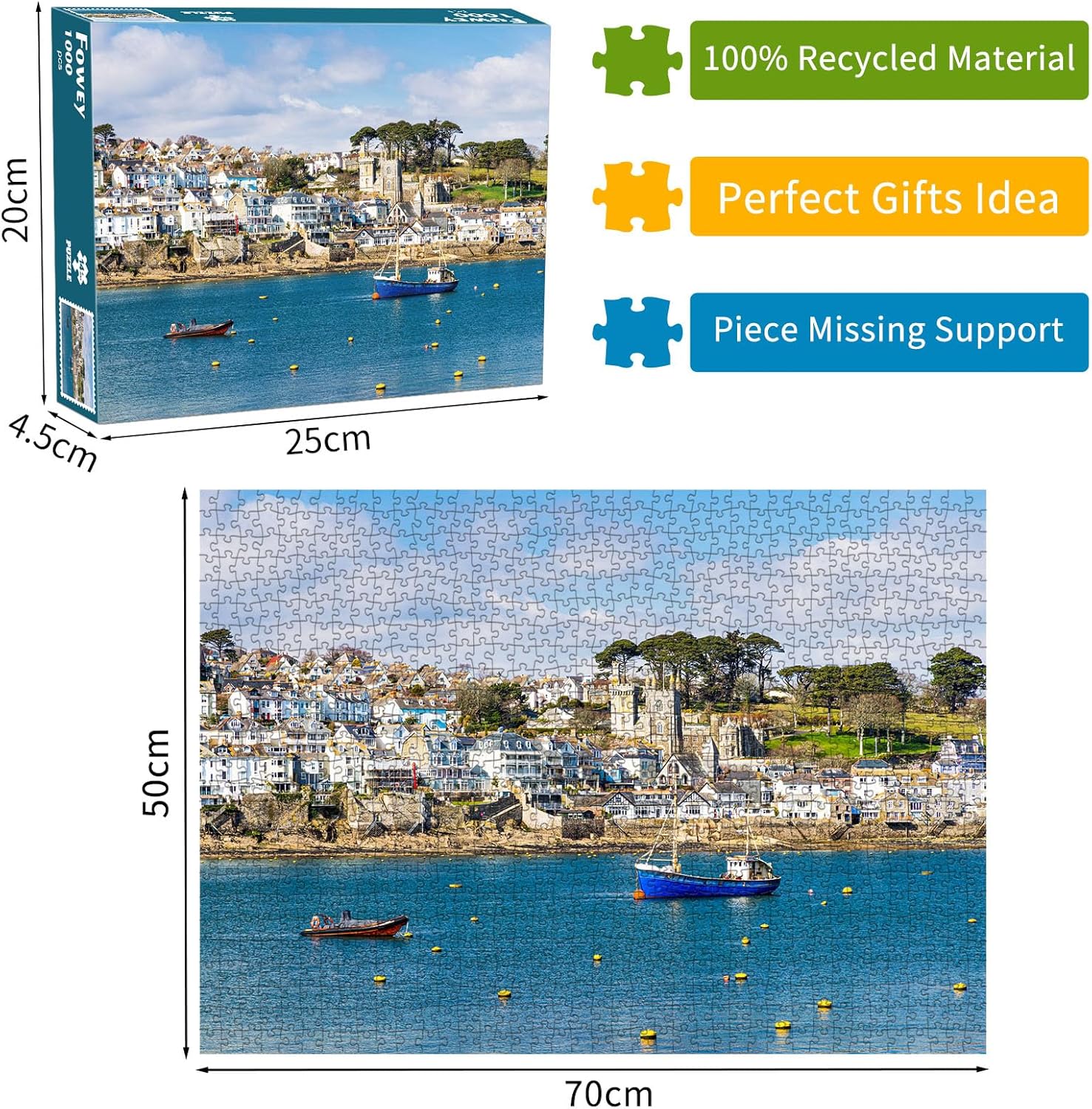 Detalle de Fowey Harbour 1000-Piece Jigsaw Puzzle for Adults