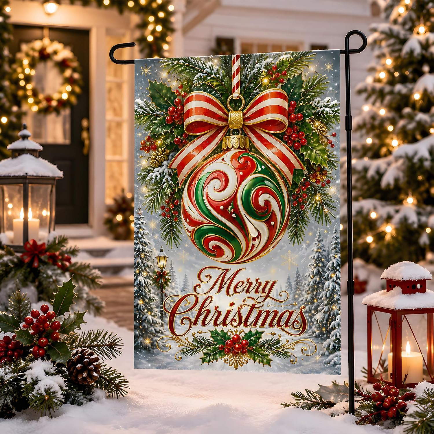 Detalle 2 de OHOME Christmas Garden Flag, Double-Sided Polyester, 12 x 18 Inch