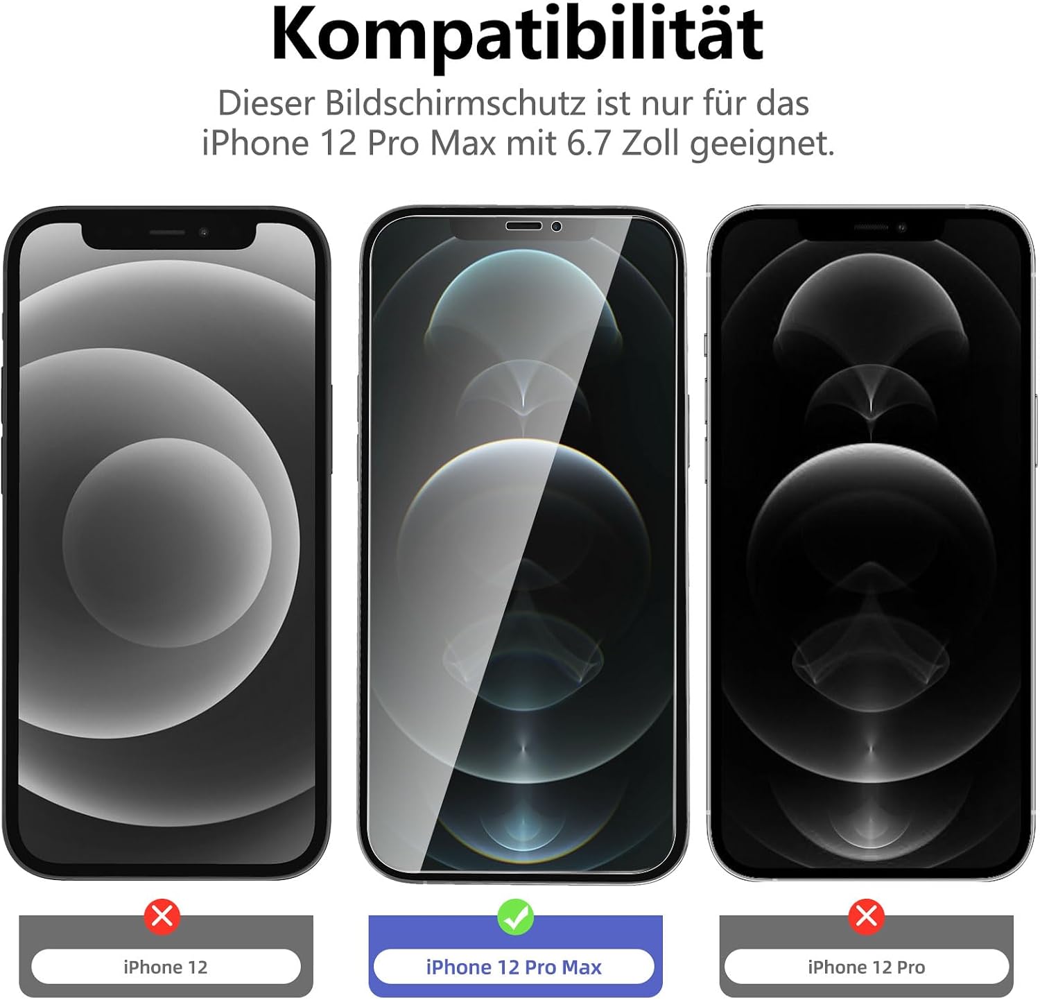 Detalle 2 de NEW’C Sichtschutz-Schutzfolie (3 Stück) für iPhone 12 Pro Max – 9H, 28° Blickschutz & blasenfrei
