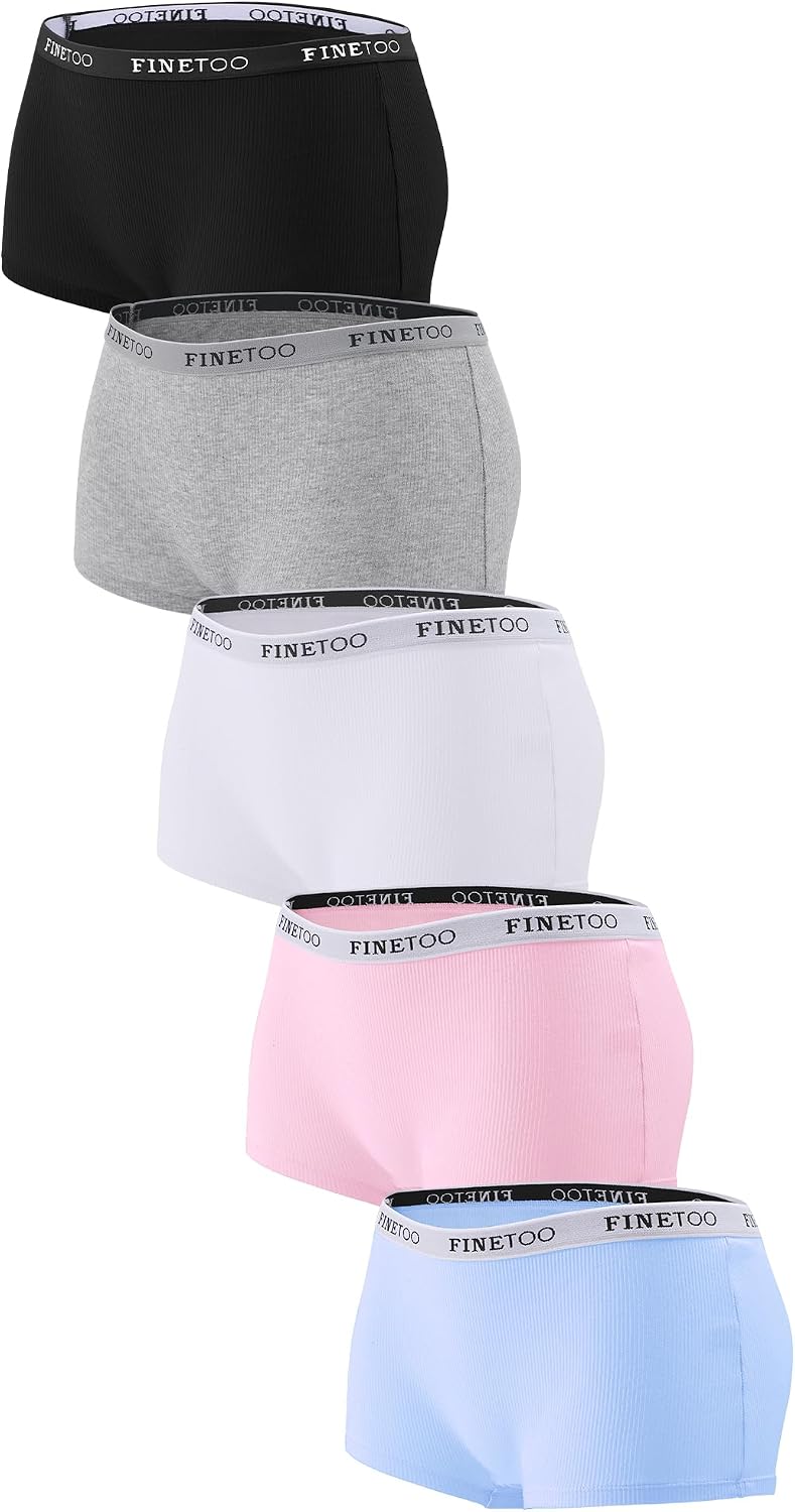 Thumbnail 6 de FINETOO 5-Pack Cotton Boyshort Underwear for Women (Full Coverage)