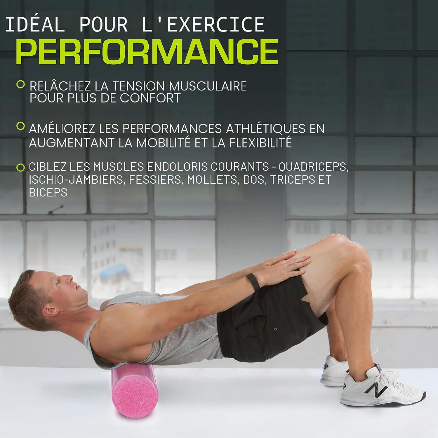 Detalle de ProsourceFit Foam Roller haute densité – 36, 24, 18 et 12 pouces
