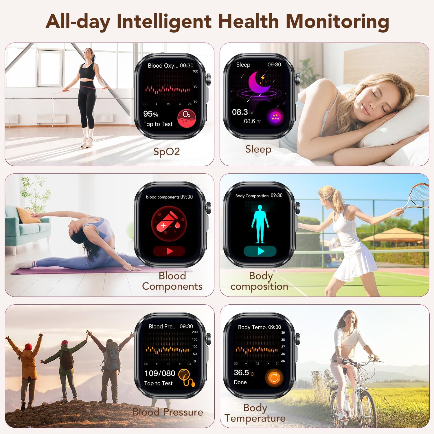 Detalle de ECG HRV Smart Watch for Women: Cardiovascular Health, 130+ Sports Modes & Bluetooth Calling