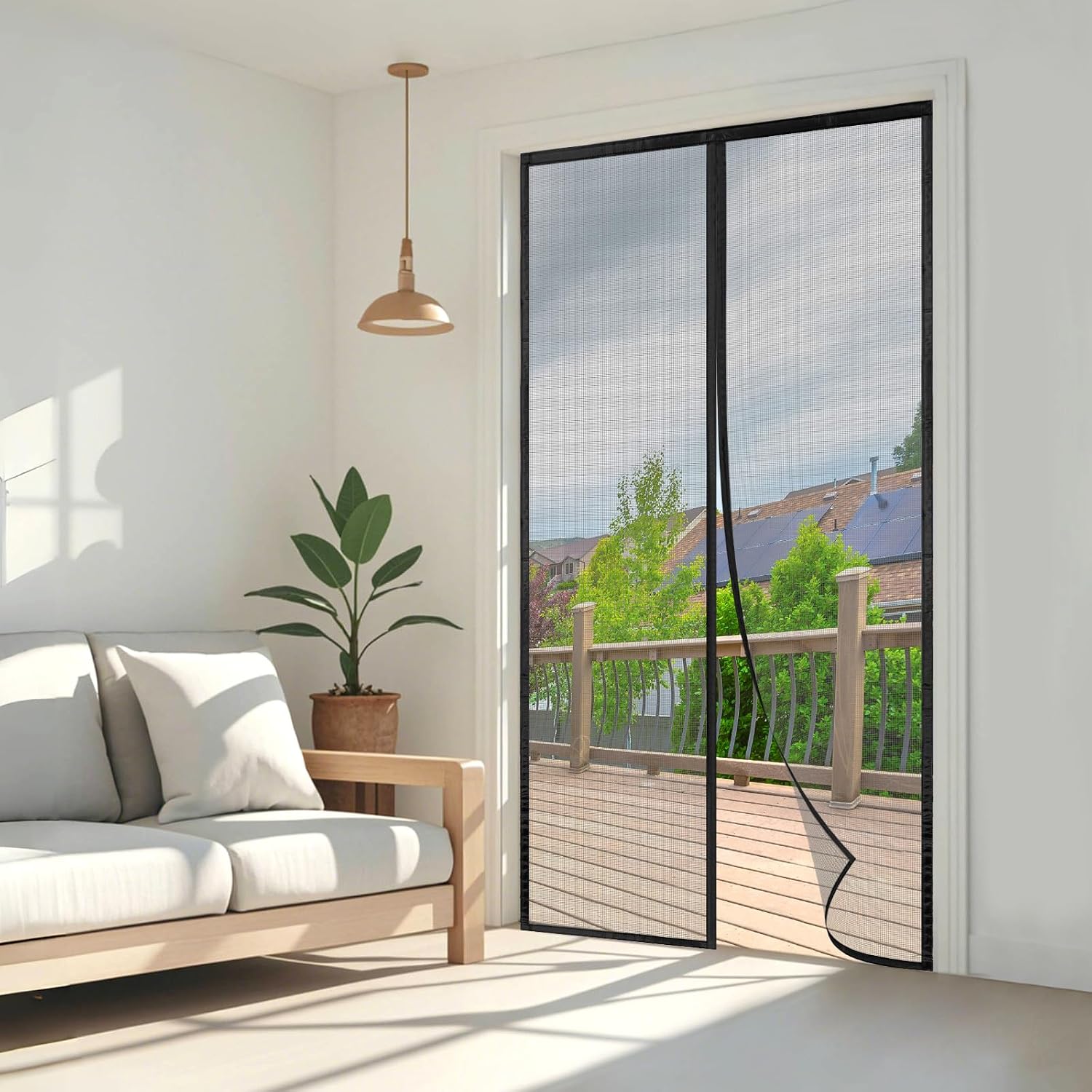 Detalle de Wzlxcxxy Zanzariera Magnetica Porta Finestra 160x240 cm – Nero, Chiusura Automatica
