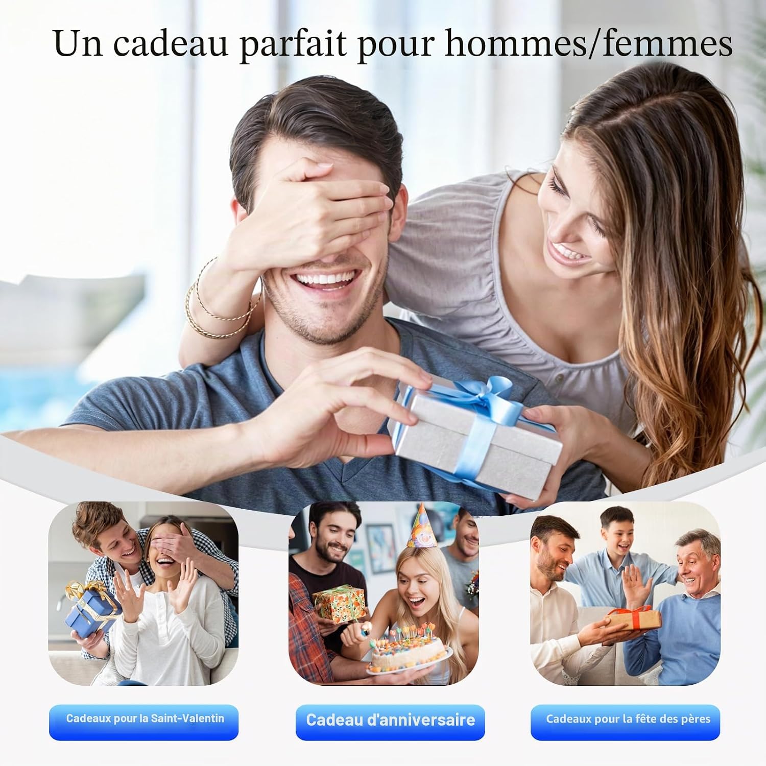 Detalle de Cadeau Homme : Enceinte Bluetooth 4-en-1 avec support, recharge et lumière RGB — idée Fête des Pères