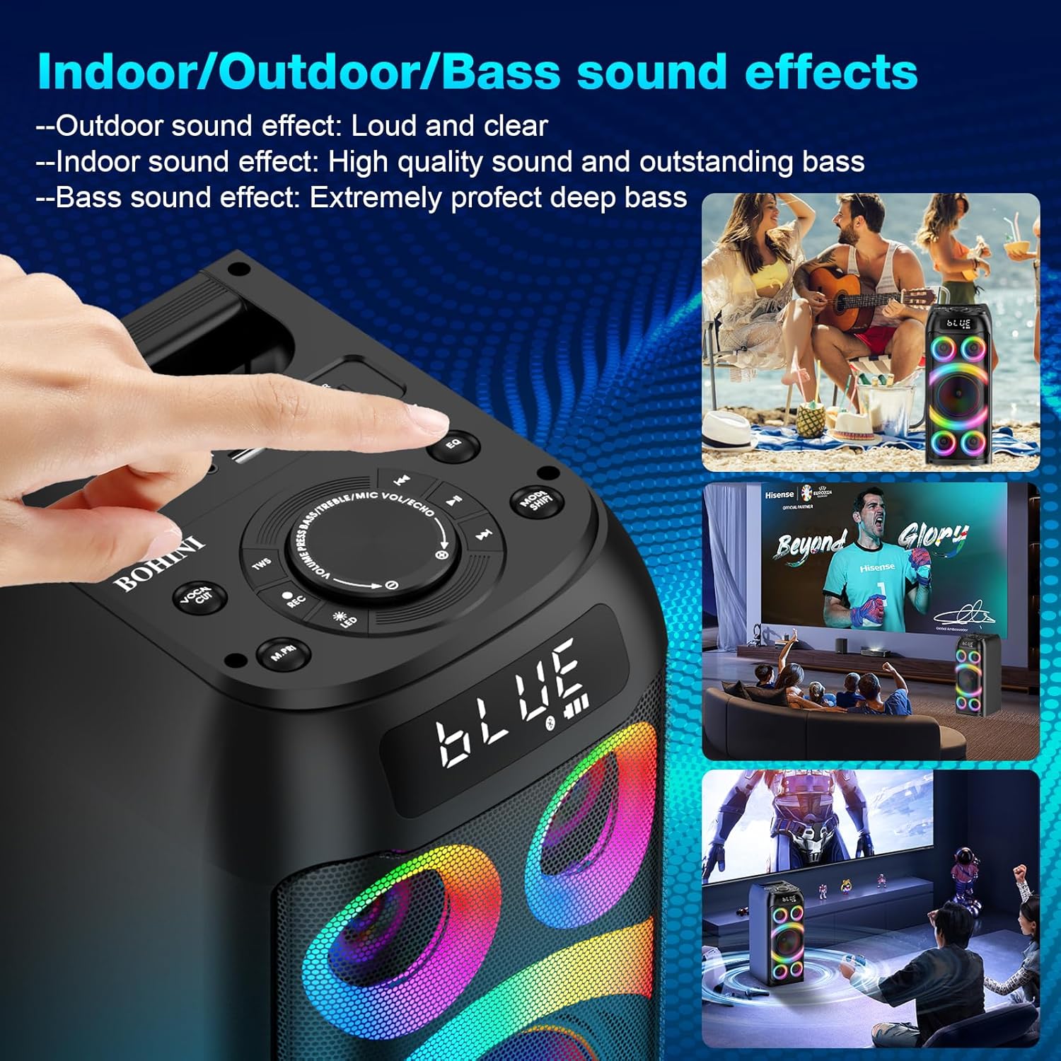 Detalle 2 de BOHINI T77 160W Bluetooth Speaker