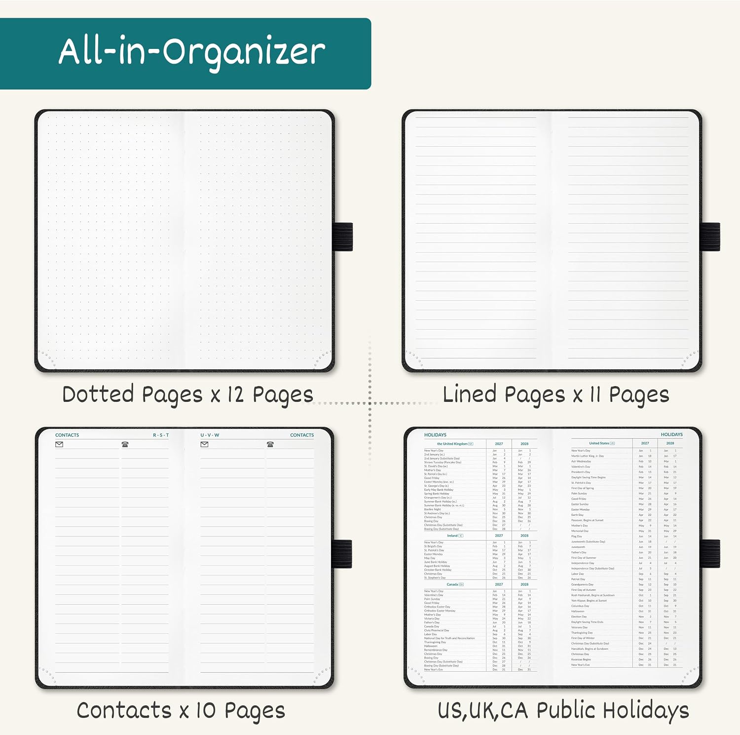 Detalle de BEZEND Pocket Monthly Planner 2027-2028, 3.5" x 6.5", 100 GSM Paper
