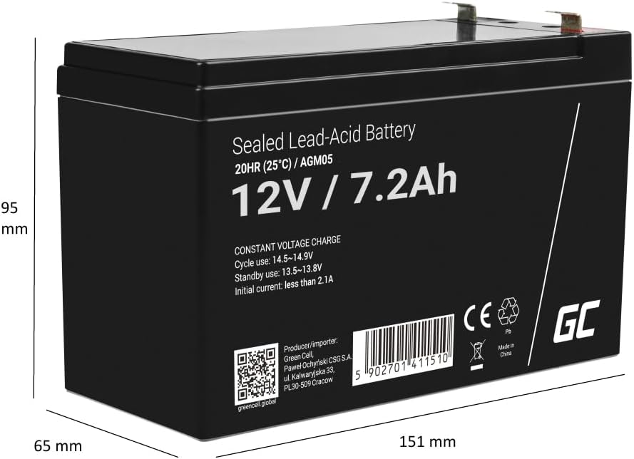 Thumbnail 1 de Green Cell Batteria AGM 12V 7,2Ah 🔌