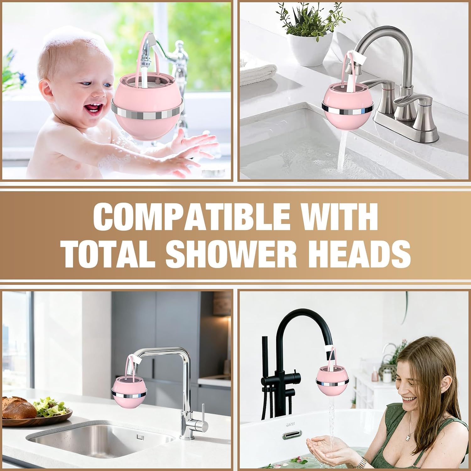 Detalle de SHLLKTTRY SKL-003 Bath Faucet Water Filter, 3,000-Gallon Capacity, Pink